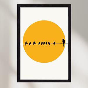 Birds family - falikép keretben | artbridge