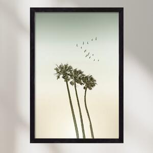 Vintage palm trees at sunset - falikép keretben | artbridge