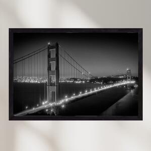 Evening Cityscape of Golden Gate Bridge | Monochrome - falikép keretben | artbridge