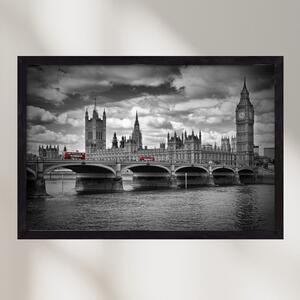 LONDON Westminster Bridge and red buses - falikép keretben | artbridge