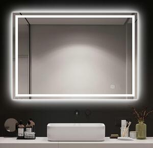 Universe Lighting F201-3 LED tükör - fényerő + színhőfok szabályozás + páramentesítő + óra - 100 x 75 cm