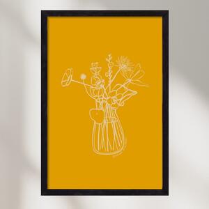 FLOWERS AND LEAVES IN YELLOW - falikép keretben | artbridge