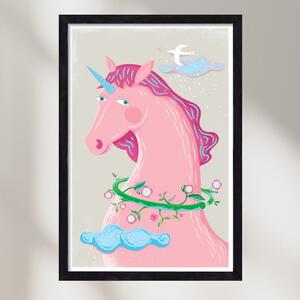 Pink Unikornis - falikép keretben | artbridge