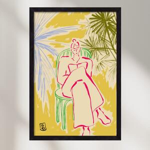 READING AMONG PALM TREES - falikép keretben | artbridge