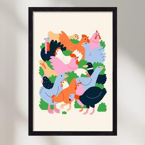 Happy Poultry Yard - poszter keretben | artbridge