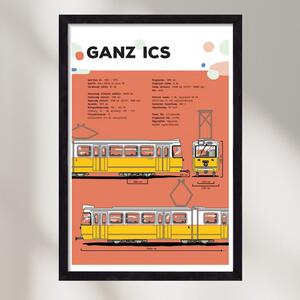 Villamos (Ganz ICS) jellegrajz - falikép keretben | artbridge