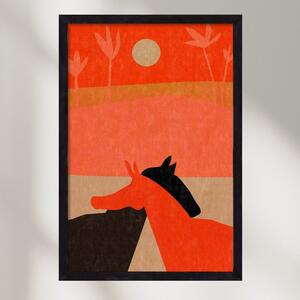 Two horses in the desert - poszter keretben | artbridge