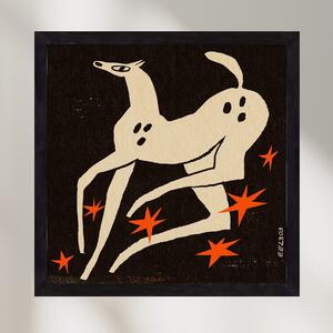 White spotted horse in the night - poszter keretben | artbridge