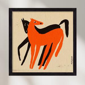 Orange and black horse - falikép keretben | artbridge