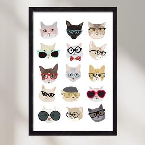Cats in Glasses - falikép keretben | artbridge