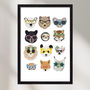 Big Cats in Glasses - falikép keretben | artbridge