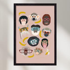 Monkeys in glasses - falikép keretben | artbridge