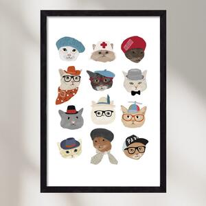Cats in Hats - falikép keretben | artbridge