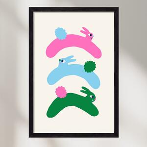 Colourful Bunnies - falikép keretben | artbridge