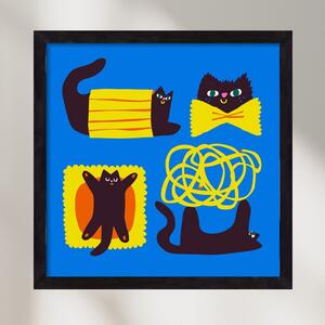 Cats with Pasta - falikép keretben | artbridge