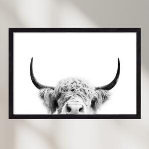Peeking Cow BW - falikép keretben | artbridge