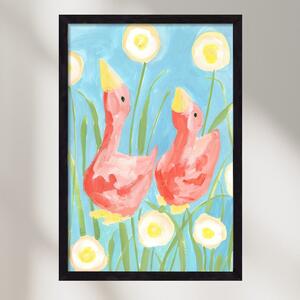 Coral Geese In The Garde - falikép keretben | artbridge