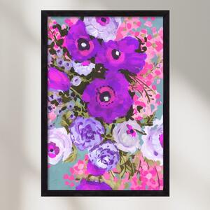 Purple And Rose Pink Bouqe - falikép keretben | artbridge