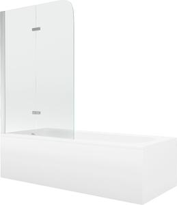 Mexen Vega 160 x 70 cm-es téglalap alakú kád burkolattal és 2 szárnyú paravánnal, 80 cm, átlátszó, króm