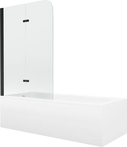 Mexen Vega téglalap alakú kád 180 x 80 cm-es burkolattal és 2 szárnyas paravánnal 80 cm, átlátszó, fekete