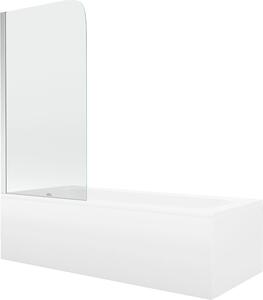 Mexen Vega 160 x 70 cm-es téglalap alakú kád burkolattal és 1-szárnyú paravánnal 80 cm, átlátszó, króm