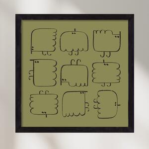 Funny Bird (dark green) - falikép keretben | artbridge