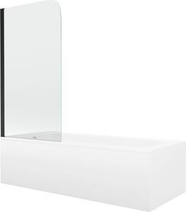 Mexen Vega 160 x 70 cm-es téglalap alakú kád burkolattal és 1-szárnyas paravánnal 70 cm, átlátszó, fekete