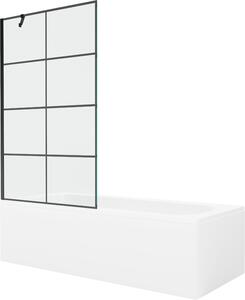 Mexen Vega téglalap alakú kád 150 x 70 cm burkolattal és 1 szárnyú paravánnal 100 cm, fekete minta - 550115070X9510007077