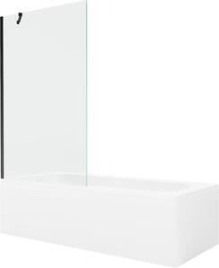 Mexen Vega téglalap alakú kád 150 x 70 cm burkolattal és 1-szárnyas, 100 cm-es paravánnal, átlátszó, fekete