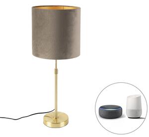 Intelligens asztali lámpa arany velúr ernyővel, taupe 25 cm Wifi A60 - Parte