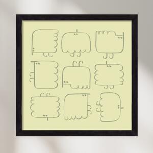 Funny Bird (light green) - falikép keretben | artbridge