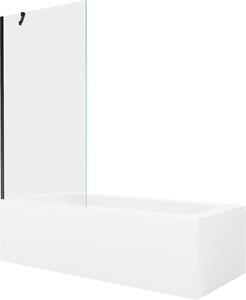 Mexen Vega négyszögletes kád 150 x 70 cm burkolattal és 1-szárnyú paravánnal 90 cm, átlátszó, fekete
