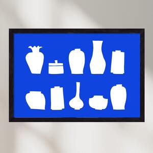 Vases line (blue) - falikép keretben | artbridge