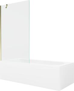 Mexen Vega rektanguláris kád 150 x 70 cm burkolattal és 1-ajtós paravánnal 100 cm, átlátszó, arany