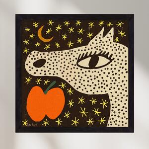 Spotted horse with apple - falikép keretben | artbridge