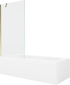 Mexen Vega téglalap alakú kád 150 x 70 cm burkolattal és 1 szárnyas paravánnal 90 cm, átlátszó, arany