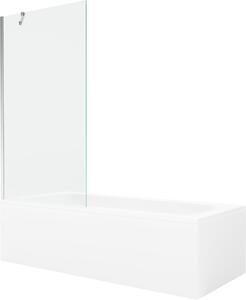 Mexen Vega téglalap alakú fürdőkád 150 x 70 cm burkolattal és 1-szárnyú paravánnal 90 cm, átlátszó, króm