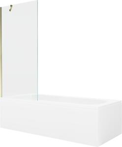 Mexen Vega téglalap alakú kád 180 x 80 cm burkolattal és 1 szárnyas paravánnal 80 cm, átlátszó, arany