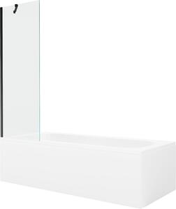 Mexen Vega téglalap alakú kád 150 x 70 cm burkolattal és 1-szárnyas paravánnal 60 cm, átlátszó, fekete