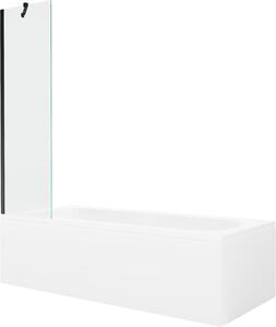 Mexen Vega 150 x 70 cm-es téglalap alakú kád burkolattal és 1 szárnyú paravánnal 50 cm, átlátszó, fekete