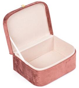 Velvette ékszertartó doboz, rózsaszín, 23 x 17 x 10,5 cm