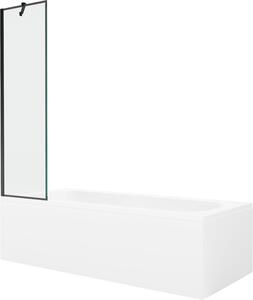 Mexen Vega 150 x 70 cm-es téglalap alakú kád burkolattal és 50 cm-es fekete mintás, egyszárnyú paravánnal