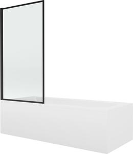 Mexen Vega téglalap alakú kád 150 x 70 cm burkolattal és 1-szárnyú paravánnal 80 cm, fekete minta fix