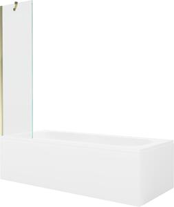 Mexen Vega téglalap alakú kád 150 x 70 cm burkolattal és 1-szárnyú paravánnal 50 cm, átlátszó, arany