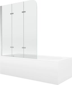 Mexen Vega 160 x 70 cm-es téglalap alakú kád burkolattal és 3-szárnyú 120 cm-es paravánnal, átlátszó, króm