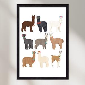 Standin Llama Print - falikép keretben | artbridge