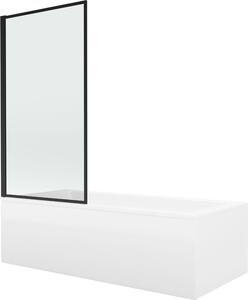 Mexen Cubik téglalap alakú kád 160 x 70 cm burkolattal és 1-szárnyú paravánnal 80 cm, fekete minta - 550316070X9308017070