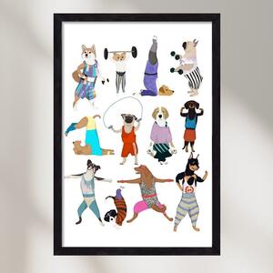 Dogs at the gym - falikép keretben | artbridge