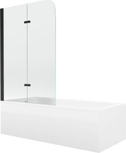 Mexen Cubik 170 x 70 cm-es téglalap alakú kád burkolattal és 80 cm-es, 2-szárnyú paravánnal, átlátszó, fekete