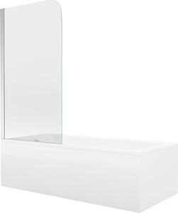Mexen Cubik 160 x 70 cm-es négyszögletes kád burkolattal és 1-szárnyas tolóajtóval 80 cm, átlátszó, króm